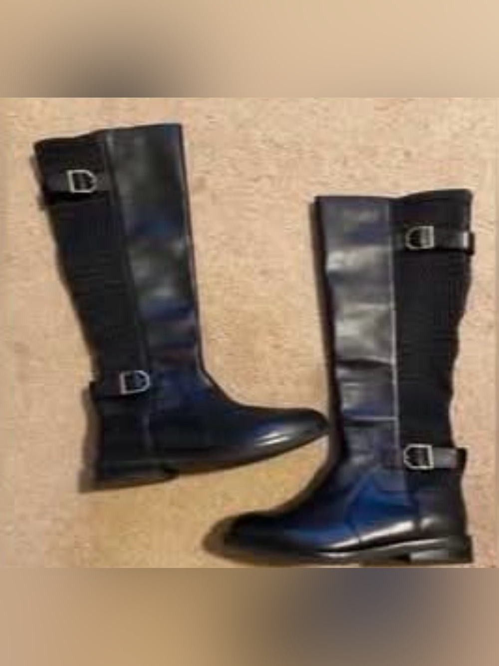 NWOT Cole Haan Black Leather Woven Tall Riding Boots | Size 6